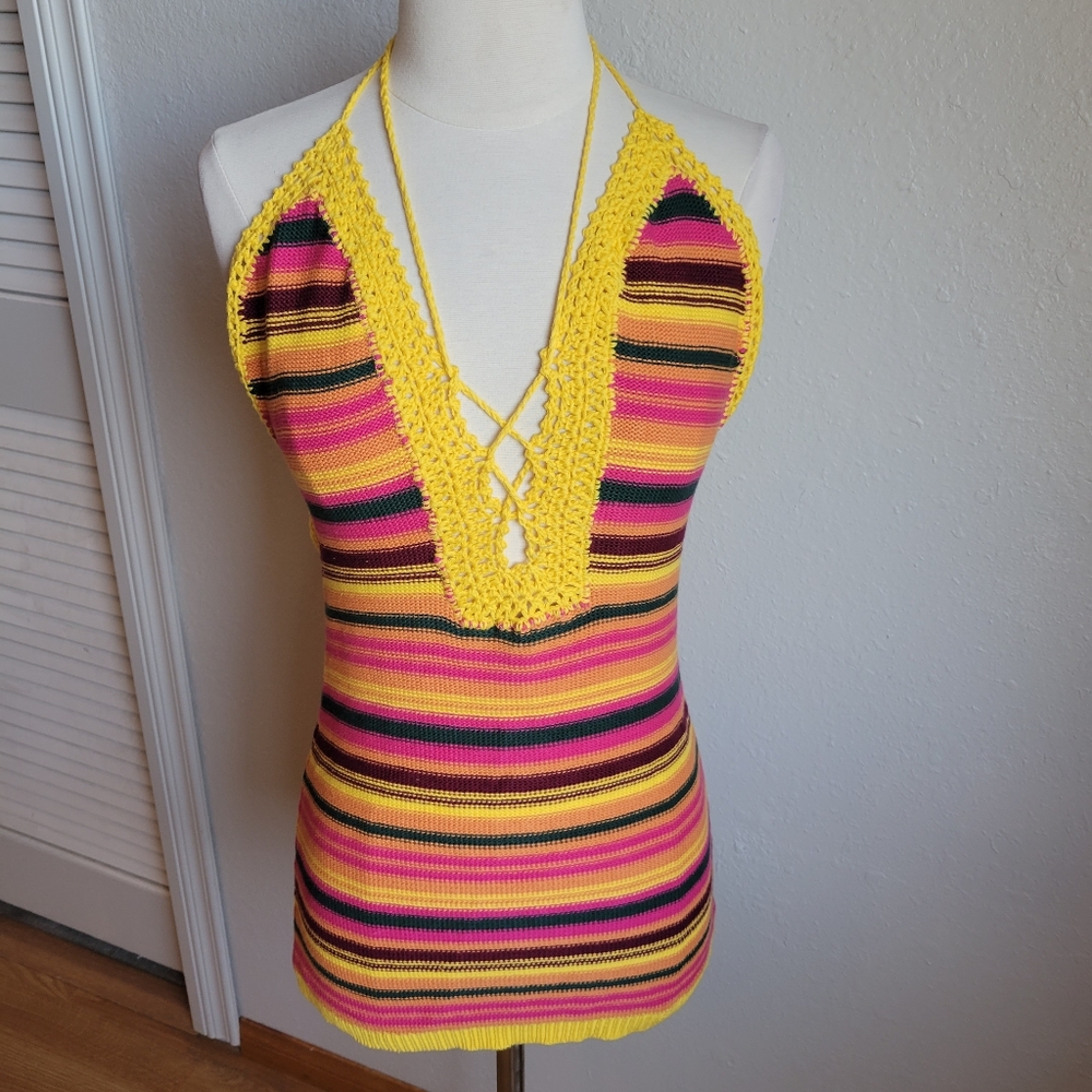 Buckle Dance & Marvel Boho Crochet Halter Top New